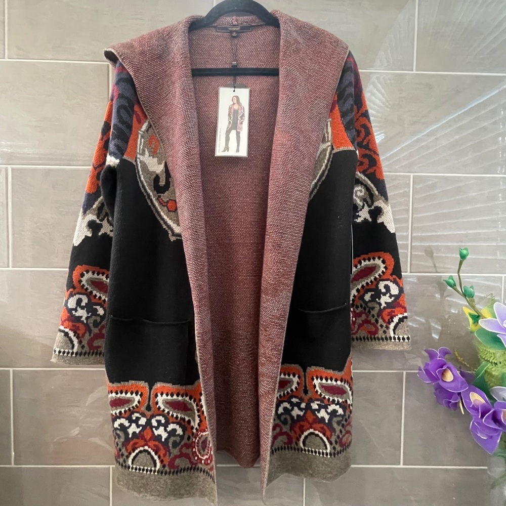 Maxsport Paisley Duster Cardigan Hoodie Size L. NWT - Picture 6 of 16